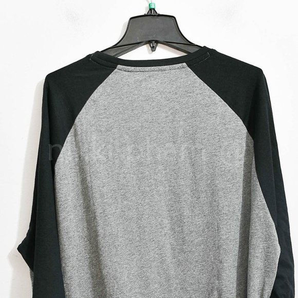 NWT Hurley Men's Raglan Embroidered Logo Long Sleeve Tee T-Shirt in  GREY - Picture 6 of 7